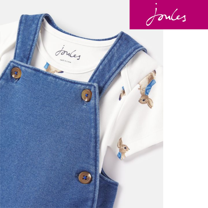 Joules Peter Rabbit Wilbur Organically Grown Cotton Dungaree Set  - Denim Peter Rabbit-1